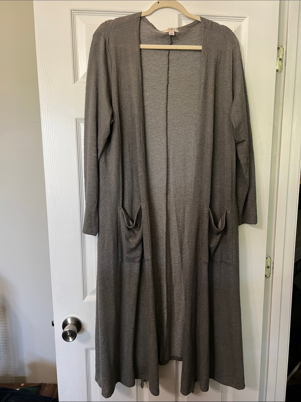 LuLaRoe Long Open Front Duster Cardigan in Gray